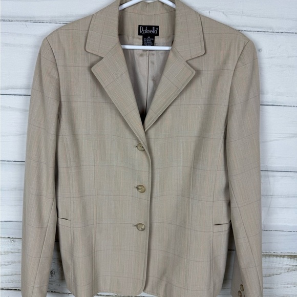 Rafaella Jackets & Blazers - Rafaella Tan Blazer with Textured Wool Blend and Professional Cut